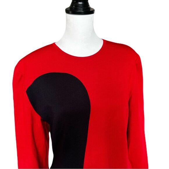 Chance Encounters Wool Blend Yin Yang Dress | Vintage | Sz. L - Picture 2 of 9